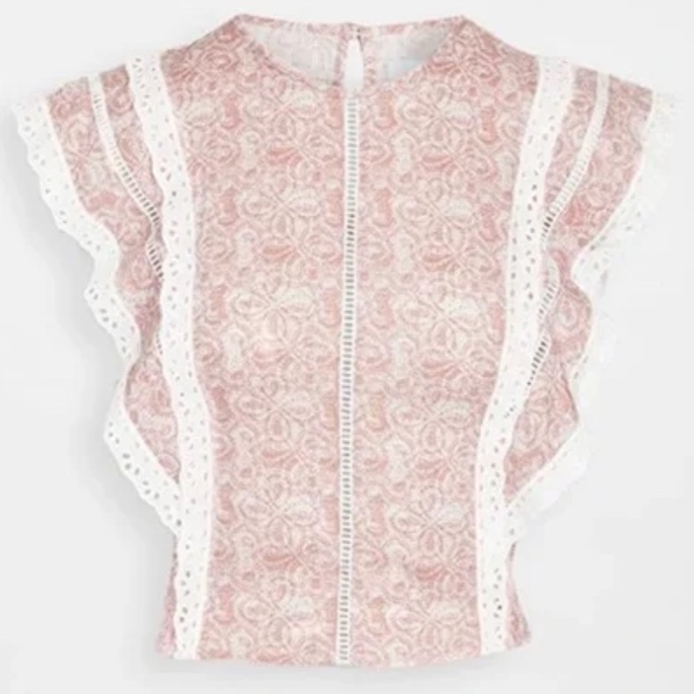 MISA Los Angeles floral ruffle top, size x-small
